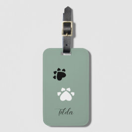 Etiqueta De Bagagem Corações de Cachorrinho Patas Monogramadas