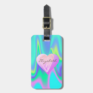 Etiqueta De Bagagem Corações de Garota Chic, Holográficos - Personaliz