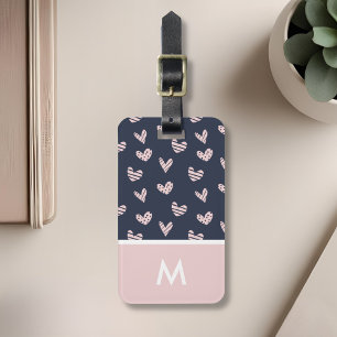 Etiqueta De Bagagem Corações Rosa-marinho Personalizados Iniciais