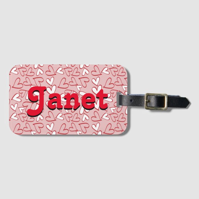 Etiqueta De Bagagem Corações Vermelhos Personalizados (Frente Horizontal)