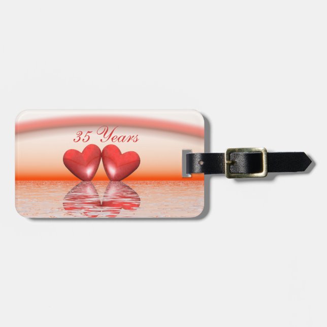 Etiqueta De Bagagem Corais do 35º aniversário (Frente Horizontal)
