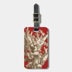 Etiqueta De Bagagem Coral pequeno em vermelho