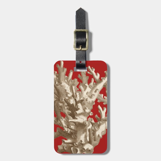 Etiqueta De Bagagem Coral pequeno em vermelho (Frente Vertical)