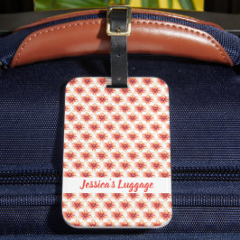 Etiqueta De Bagagem Coral Suave Contemporâneo Floral
