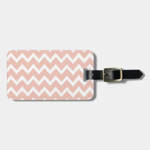 Etiqueta De Bagagem Coram Chevron cor-de-rosa e o teste padrão branco