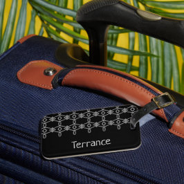 Etiqueta De Bagagem Corda decorativa de cinza esgrima preto