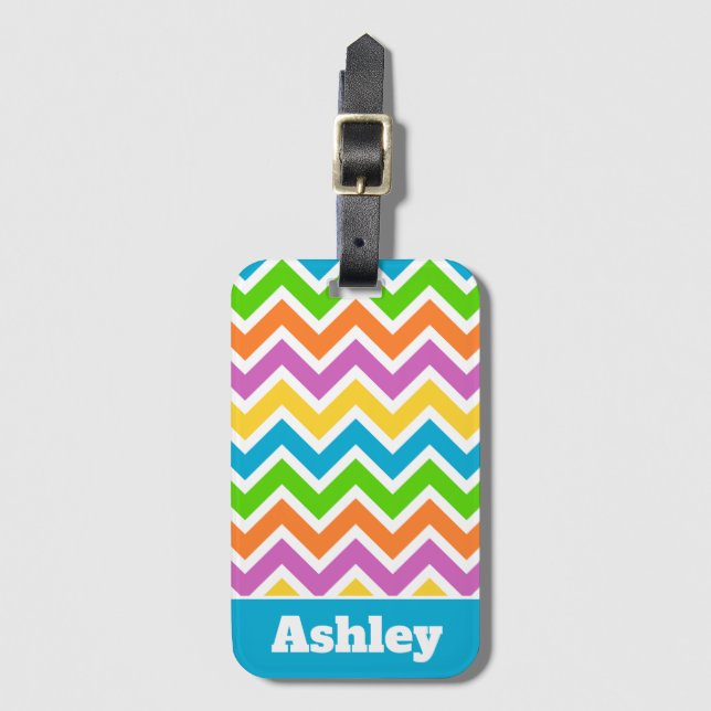 Etiqueta De Bagagem Cores brilhantes personalizadas Chevron (Frente Vertical)