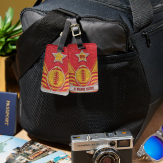 Etiqueta De Bagagem Cores da Equipe de Futebol da Escola de Glitter Ve