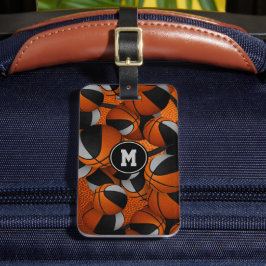 Etiqueta De Bagagem cores da equipe do padrão basketball da cinza pret