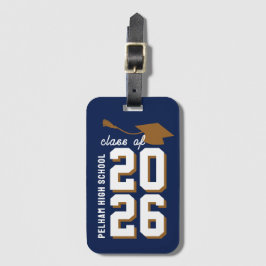 Etiqueta De Bagagem Cores da Escola Letterman Formatura Personalizável