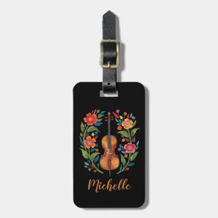 Etiqueta De Bagagem Cores Retro Vintage Flor de Campo Boho Floral Viol