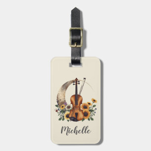 Etiqueta De Bagagem Cores Retro Vintage Flor de Campo Boho Floral Viol