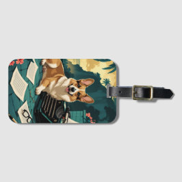 Etiqueta De Bagagem Corgi Dog com pelo brilhante e uma safra cavalheir