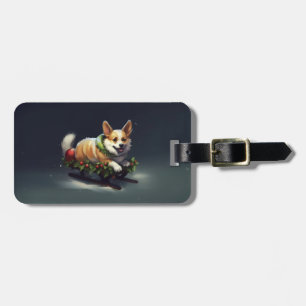 Etiqueta De Bagagem Corgi Natal neve inverno