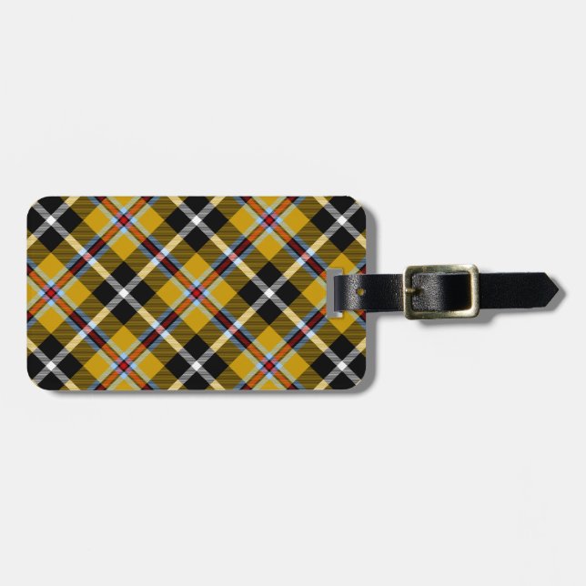 Etiqueta De Bagagem Cornish National Tartan Yellow and Black Xadrez (Frente Horizontal)