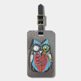 Etiqueta De Bagagem Coruja Mecânica de Ursos Steampunk