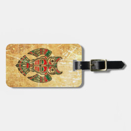 Etiqueta De Bagagem Coruja riscada e vestida do espírito do Haida