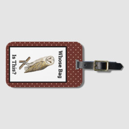 Etiqueta De Bagagem Coruja Vintage Cuja Saco É Esta Bolinhas Roxa