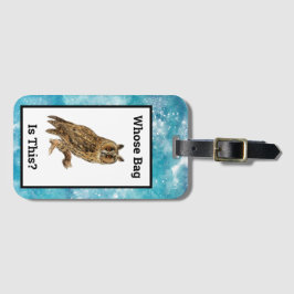 Etiqueta De Bagagem Coruja Vintage Cujo Saco É Esta Céu Watercolor