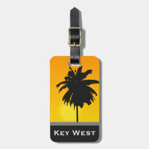 Etiqueta De Bagagem Costume dourado de Key West do por do sol da