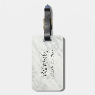 Etiqueta De Bagagem Costume Monogrammed de mármore moderno preto e
