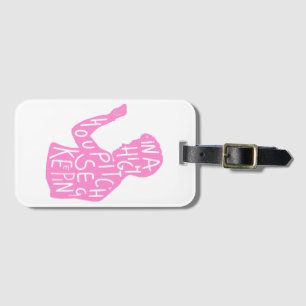 Etiqueta De Bagagem Cota da silhueta do JJ em rosa pastel