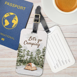 Etiqueta De Bagagem Cota Personalizada Aquarela Acampamento na Naturez