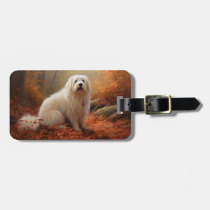 Etiqueta De Bagagem Coton De Tulear nas Folhas de Outono Caem Inspiram