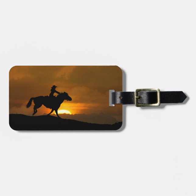 Etiqueta De Bagagem Country Western Cowgirl Sunset (Frente Horizontal)