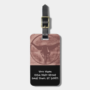 Etiqueta De Bagagem Country Western Longhorns Bull Caveira Gifts