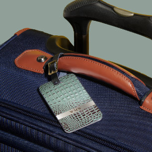 Etiqueta De Bagagem Couro digital castanho teórico Monograma de metal 