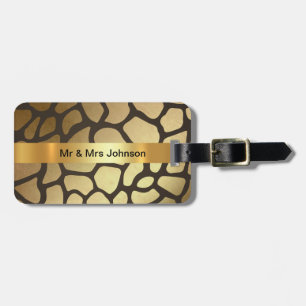 Etiqueta De Bagagem Couro dourado personalizado da bagagem da pele do