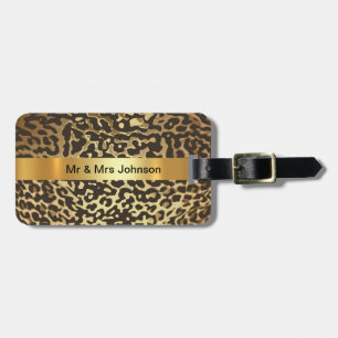 Etiqueta De Bagagem Couro dourado personalizado da bagagem da pele do