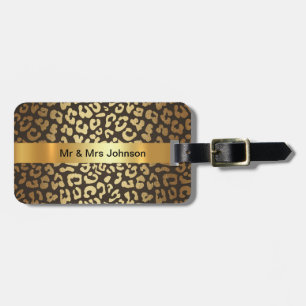 Etiqueta De Bagagem Couro dourado personalizado da bagagem da pele do