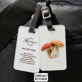 Etiqueta De Bagagem Cozy Cottagecore Crochet Mushroom Monograma