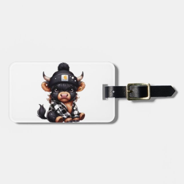 Etiqueta De Bagagem Cozy Highland Cow (Frente Horizontal)