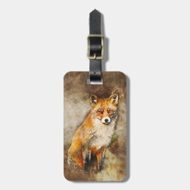 Etiqueta De Bagagem Cozy Watercolor Red Fox, na Natureza