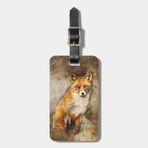 Etiqueta De Bagagem Cozy Watercolor Red Fox, na Natureza