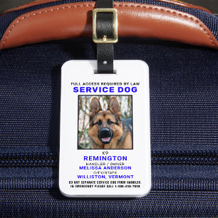 Etiqueta De Bagagem Crachá de ID de Foto de Cachorro de Serviço Pers