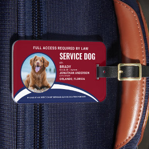 Etiqueta De Bagagem Crachá de ID de Foto de Cão de Serviço Simples
