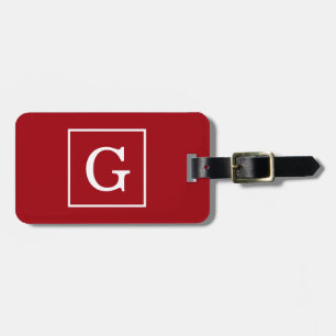 Etiqueta De Bagagem Cranberry Red White enquadrado em Monograma inicia