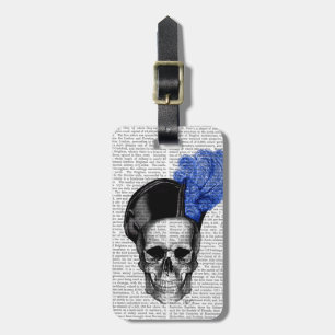 Etiqueta De Bagagem Crânio com chapéu azul