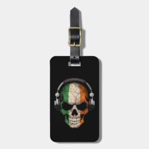 Etiqueta De Bagagem Crânio customizável do DJ do irlandês com fones