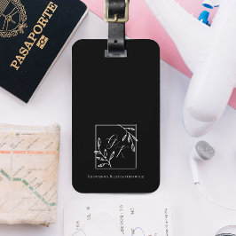 Etiqueta De Bagagem Crest Botânico | Monograma Atemporal