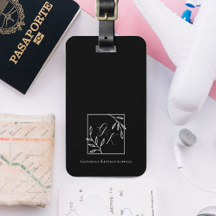 Etiqueta De Bagagem Crest Botânico Monograma Atemporal