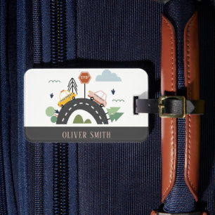 Etiqueta De Bagagem Crianças Cuecas Veículos Automóveis Urbanos Circul