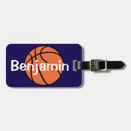 Etiqueta De Bagagem Crianças de basquete azuis e bonitas