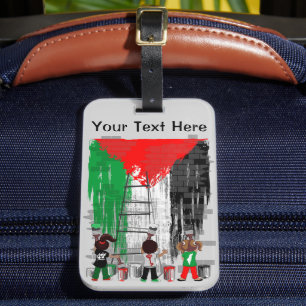 Etiqueta De Bagagem Crianças de Gaza Pintando a Bandeira da Palestina