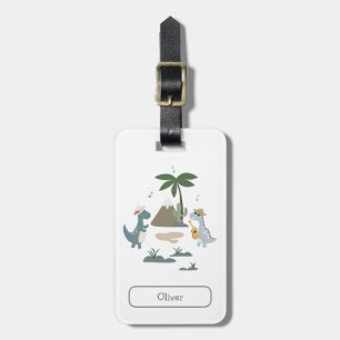 Etiqueta De Bagagem Crianças Dinossauros Fofos Viagem Personalizado Ca