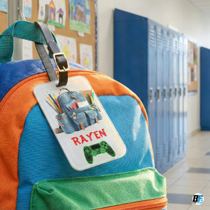 Etiqueta De Bagagem Crianças Personalizadas - Mochila & Design de Game